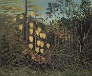 In a Tropical Forest.Struggle between Tiger and Bull Henri Rousseau